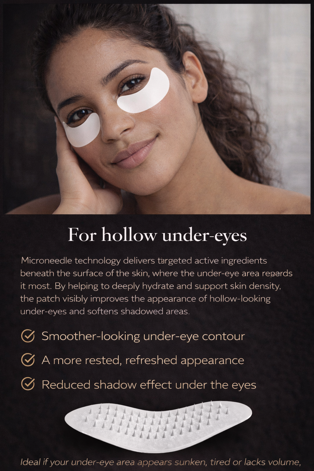 How does the microneedle patch work under the eyes?