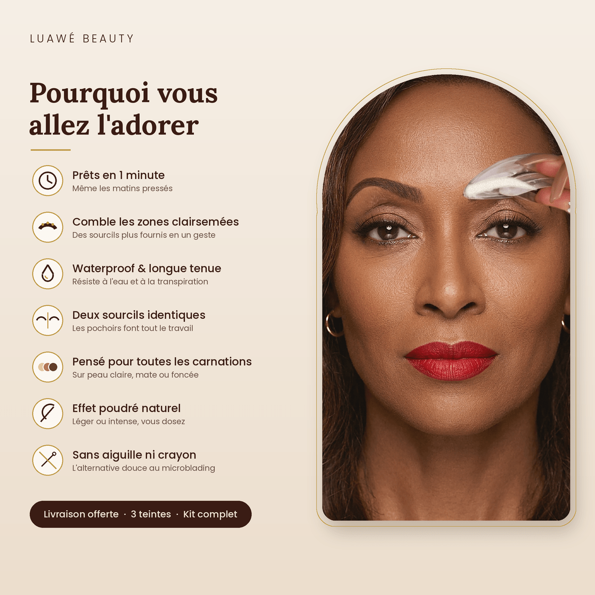 Tampon à Sourcils Luawé – Kit Pochoirs & Poudre Waterproof - LUAWE BEAUTY