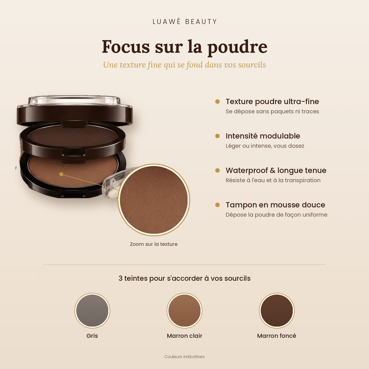 Tampon à Sourcils Luawé – Kit Pochoirs & Poudre Waterproof - LUAWE BEAUTY